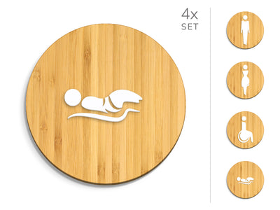 Elegant, 4x Round Base - Restroom Signs Set - Man, Woman, Disabled, Changing table