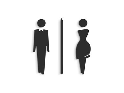 Elegant, Set 2x - Embossed Adhesive Symbols, Signage for Toilets -  Man, Woman restroom