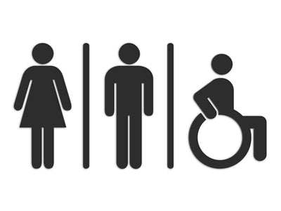 Classic, Set 3x - Embossed Adhesive Symbols, Signage for Toilets -  Man, Woman, Disabled restroom