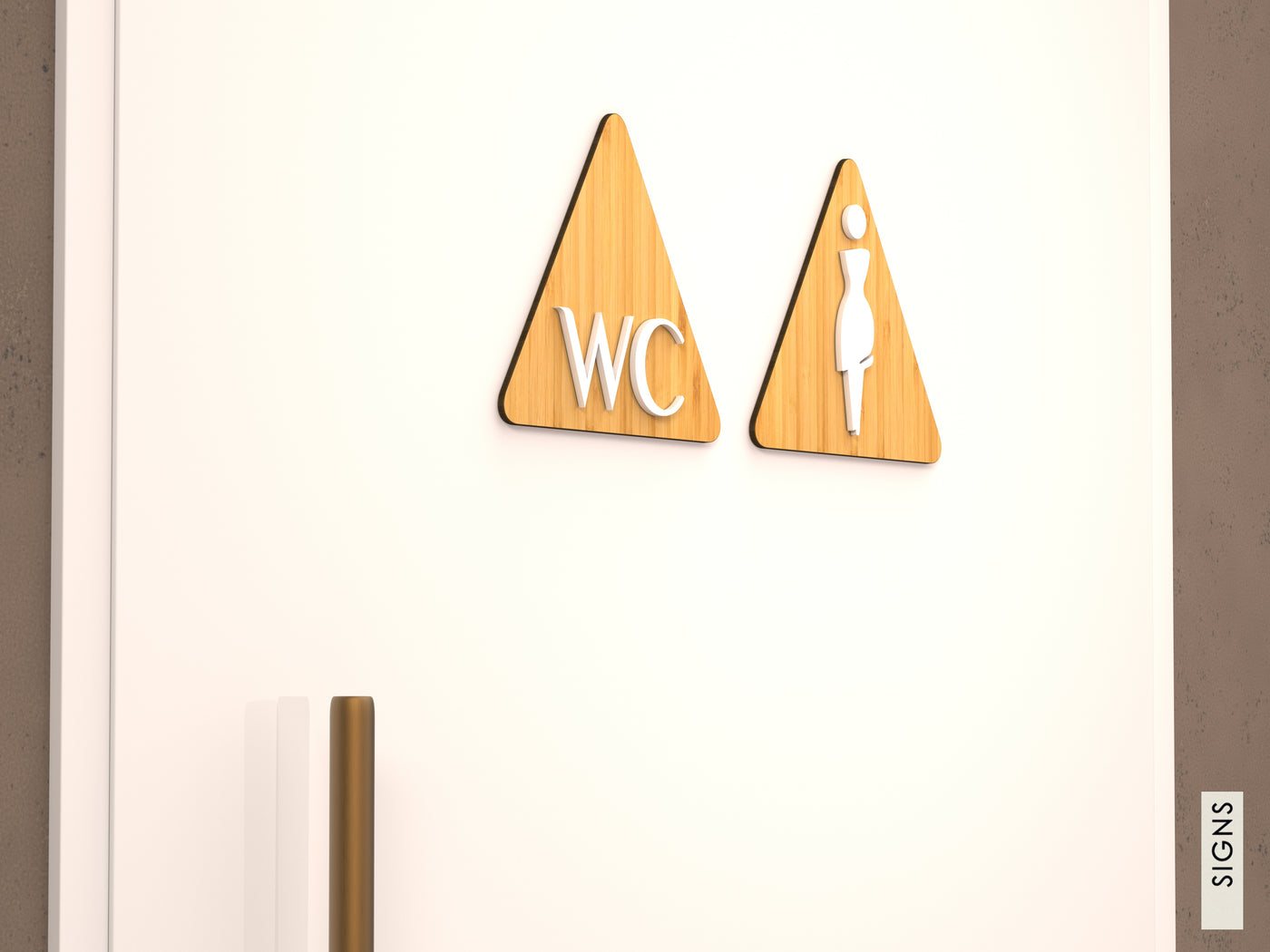 Wc Hand Sign 4 plaques WC, Man and Woman toilet, Elegant Triangle | SIGNS.style