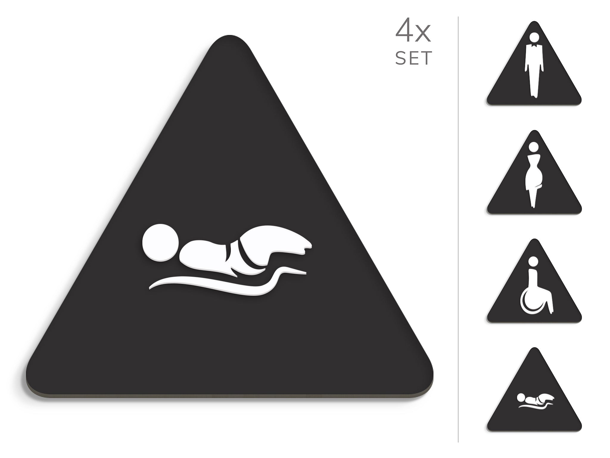4 plaques Nursery, Disabled toilet, Elegant Triangle | SIGNS.style