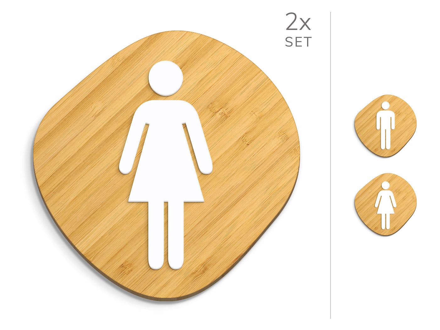 Classic, 2x Stone shaped Base - Restroom Signs Set - Man, Woman