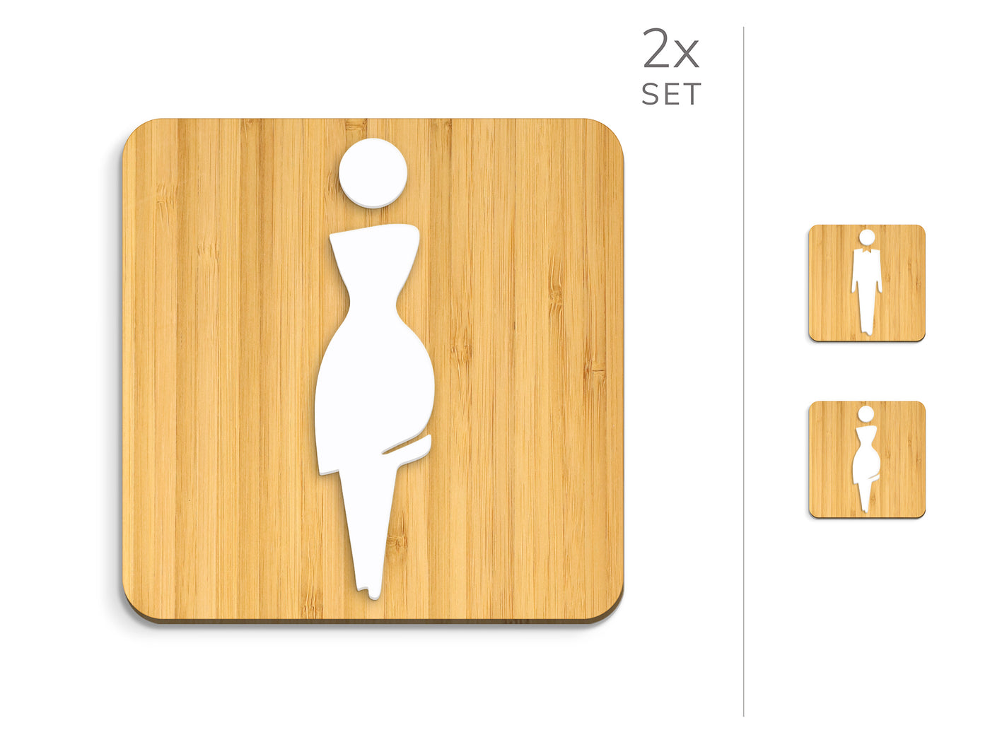 Elegant, 2x Square Base - Restroom Signs Set - Man, Woman