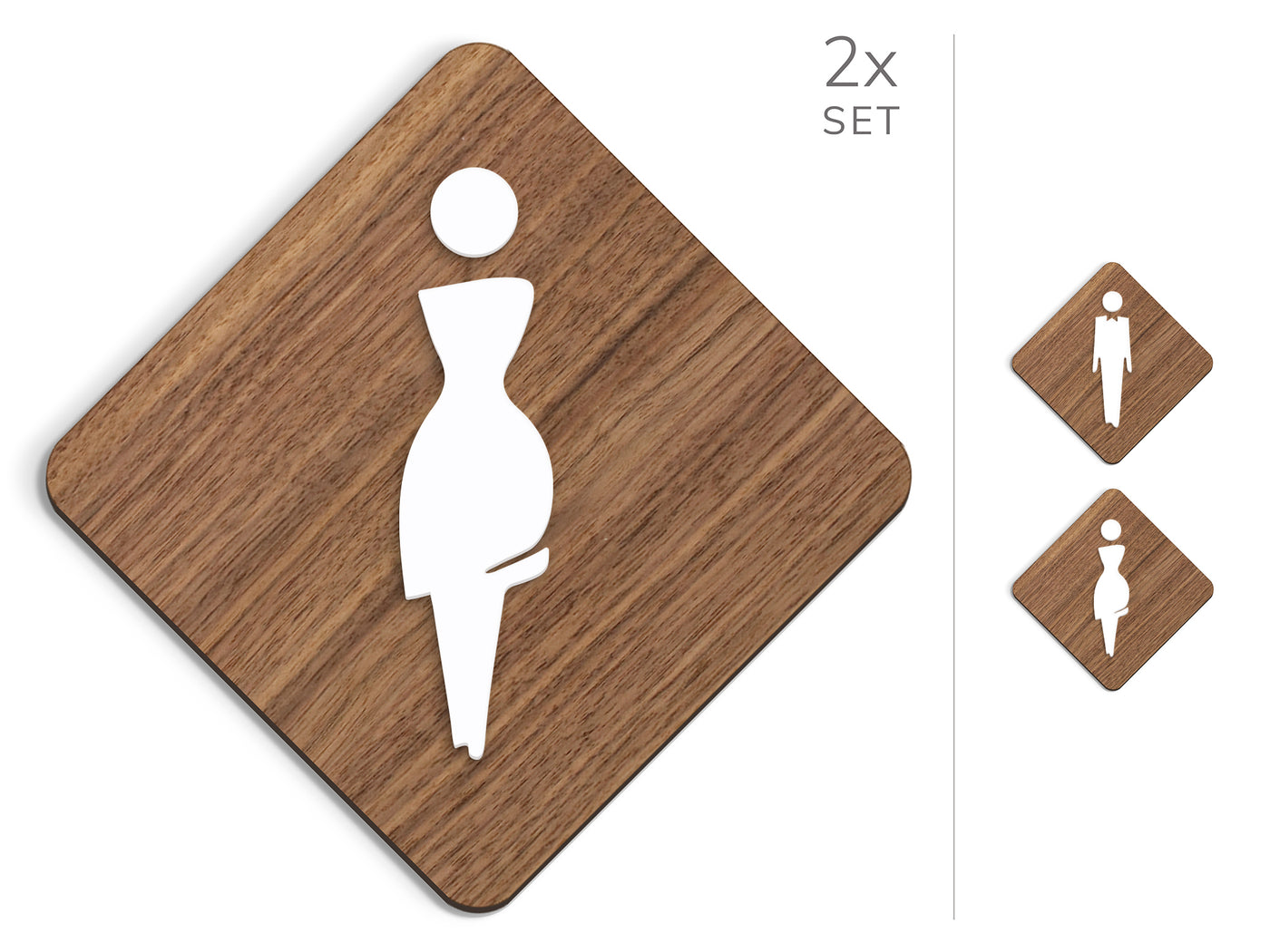 Elegant, 2x Rhombus Base - Restroom Signs Set - Man, Woman