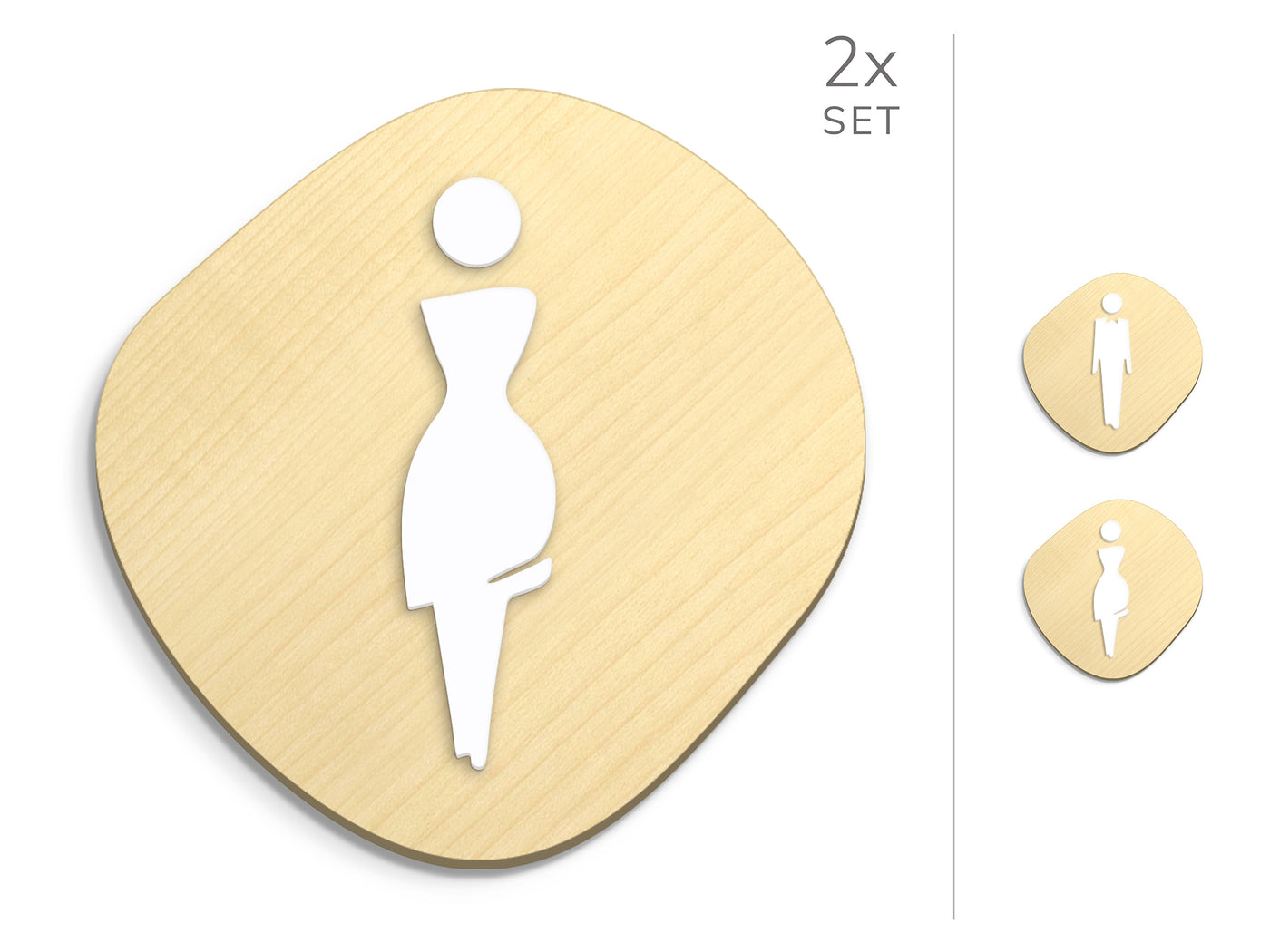 Elegant, 2x Stone shaped Base - Restroom Signs Set - Man, Woman