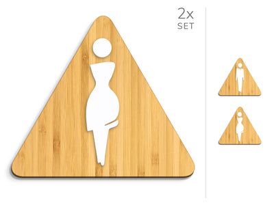 Elegant, 2x Base Triangulaire - Jeu Panneau de signalisation toilettes, signalétique sanitaires - Messieurs, Mesdames