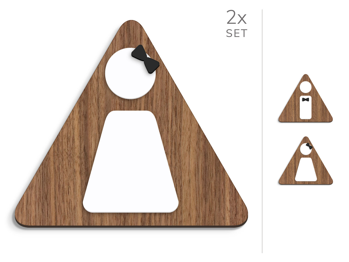 Styled knot, 2x Triangle Base - Restroom Signs Set - Man, Woman