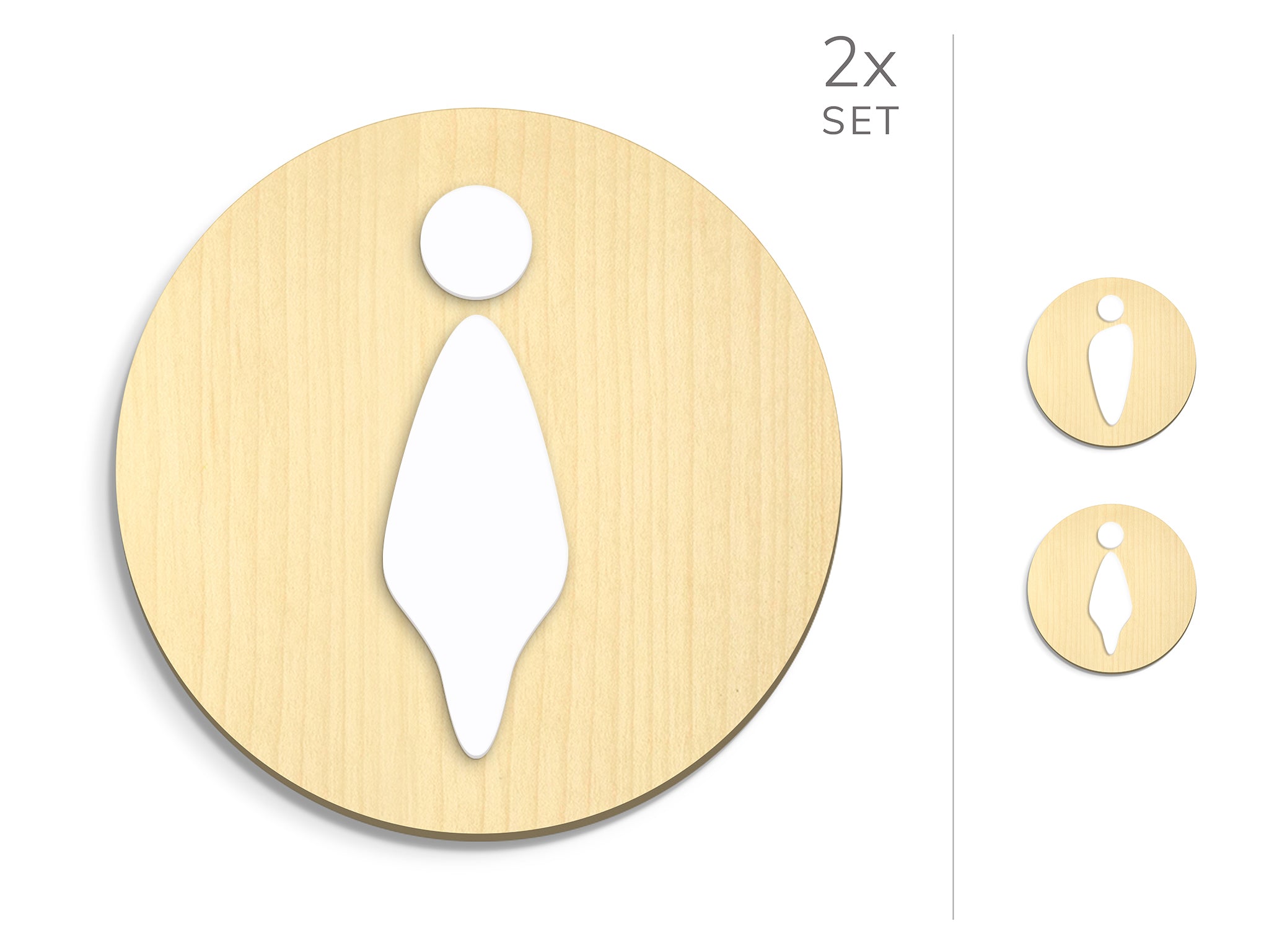 2 plaques Men, Women toilet, Fluid Round | SIGNS.style