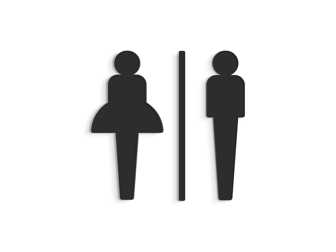Modern, Set 2x - Embossed Adhesive Symbols, Signage for Toilets -  Man, Woman restroom