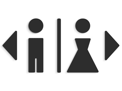 Polygonal, Set 2x - Embossed Adhesive Symbols, Signage for Toilets -  Man, Woman restroom