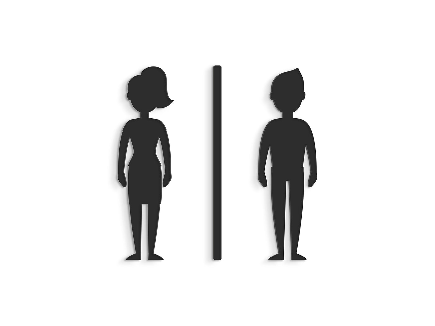 Youth, Set 2x - Embossed Adhesive Symbols, Signage for Toilets -  Man, Woman restroom