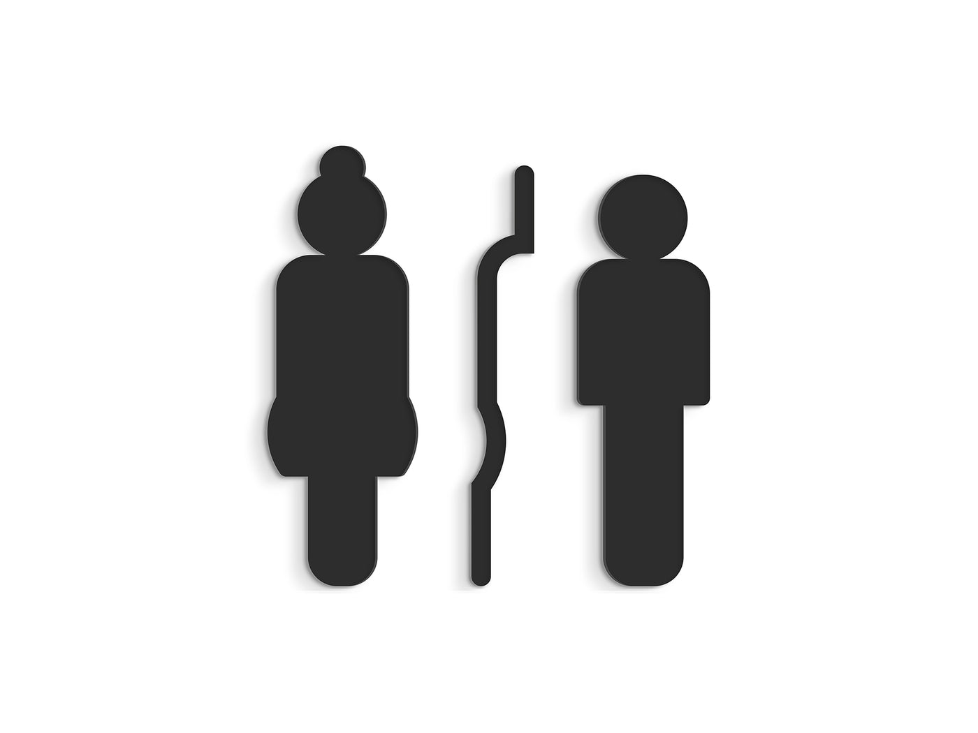 Metropolitan, Set 2x - Embossed Adhesive Symbols, Signage for Toilets -  Man, Woman restroom