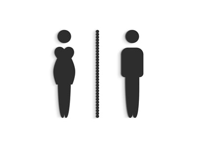 Glam, Lot 2x - Symbole autocollant en relief, Signalétique Sanitaires -  Homme, Toilettes Pour Femme