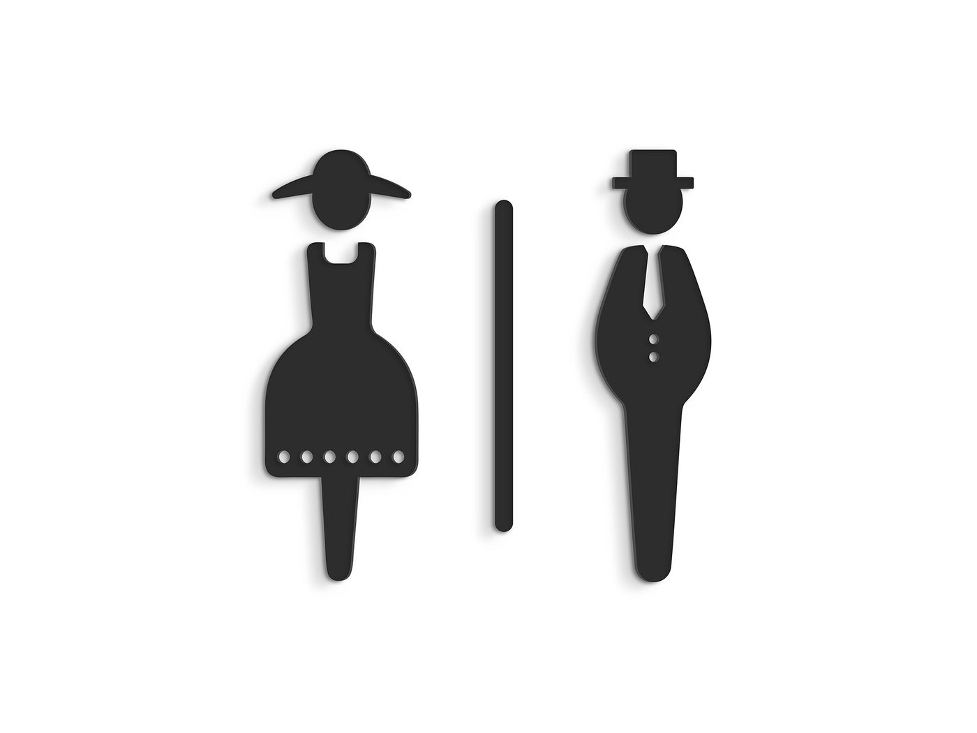 Amish, Set 2x - Embossed Adhesive Symbols, Signage for Toilets -  Man, Woman restroom