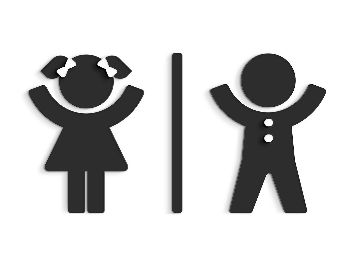 Child, Set 2x - Embossed Adhesive Symbols, Signage for Toilets -  Man, Woman restroom