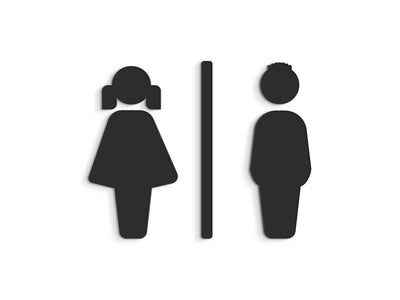 Underground, Set 2x - Embossed Adhesive Symbols, Signage for Toilets -  Man, Woman restroom