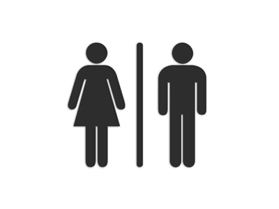 Classic, Satz 2x - Schild WC, Geprägt Aufkleber Toilette -  Mann, Frau Toilette