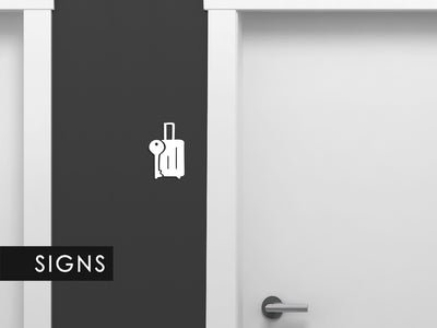 Elegant, Set 3x – geprägte Klebesymbole, Beschilderung für Hotels und Büros – Verwaltungsbüro, Gepäckraum, Besprechungsraum