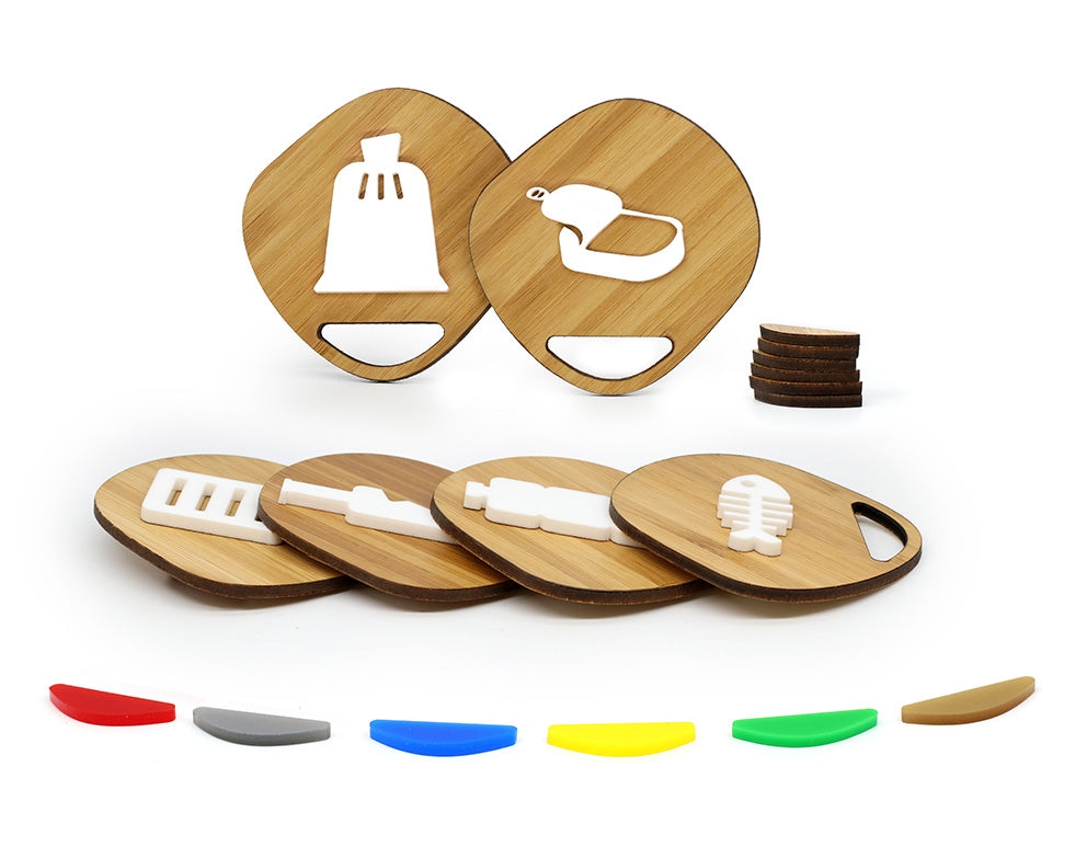 Clásico, 6x Base forma de Piedra - Juegos de placas de recogida selectiva - Adhesivos con elementos de color para la identificación de los contenedores de reciclaje