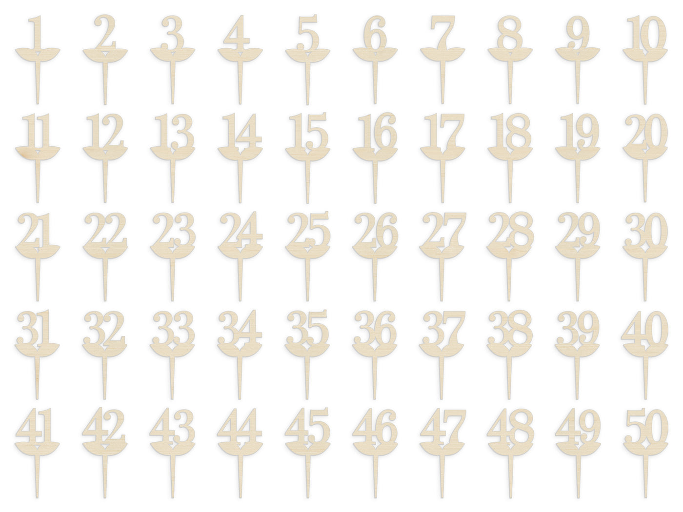 Classic Serif - Números de mesa - Numéros de table en bois pour restaurants et mariages
