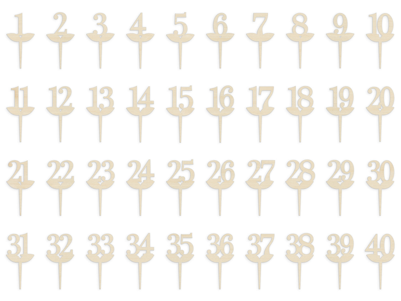 Classic Serif - Números de mesa - Numéros de table en bois pour restaurants et mariages