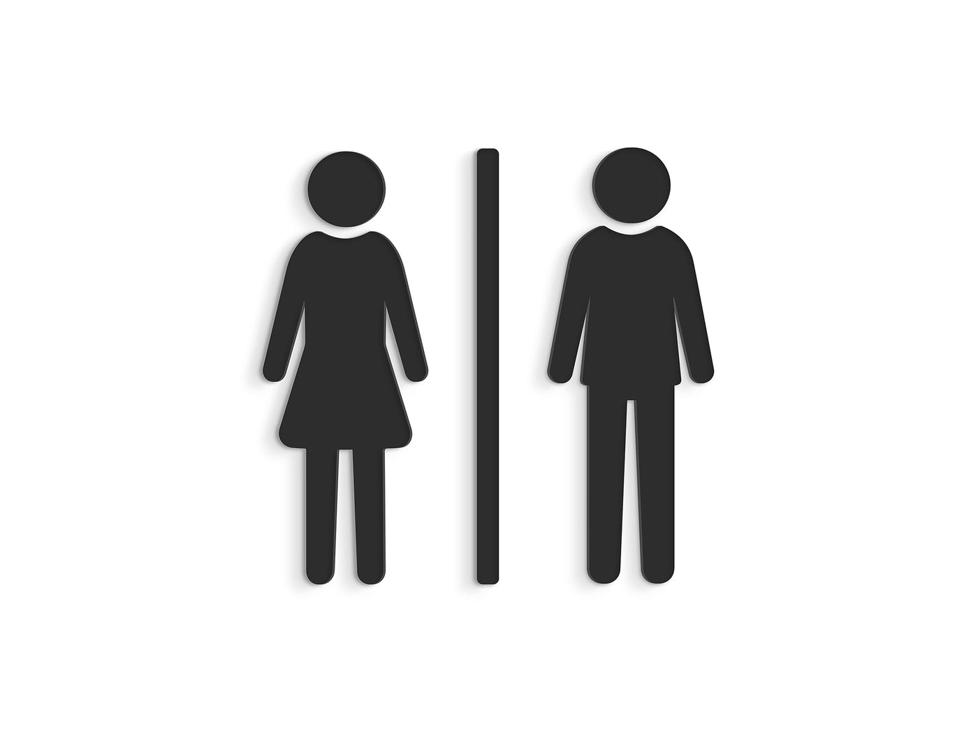 Casual, Set 2x - Embossed Adhesive Symbols, Signage for Toilets -  Man, Woman restroom