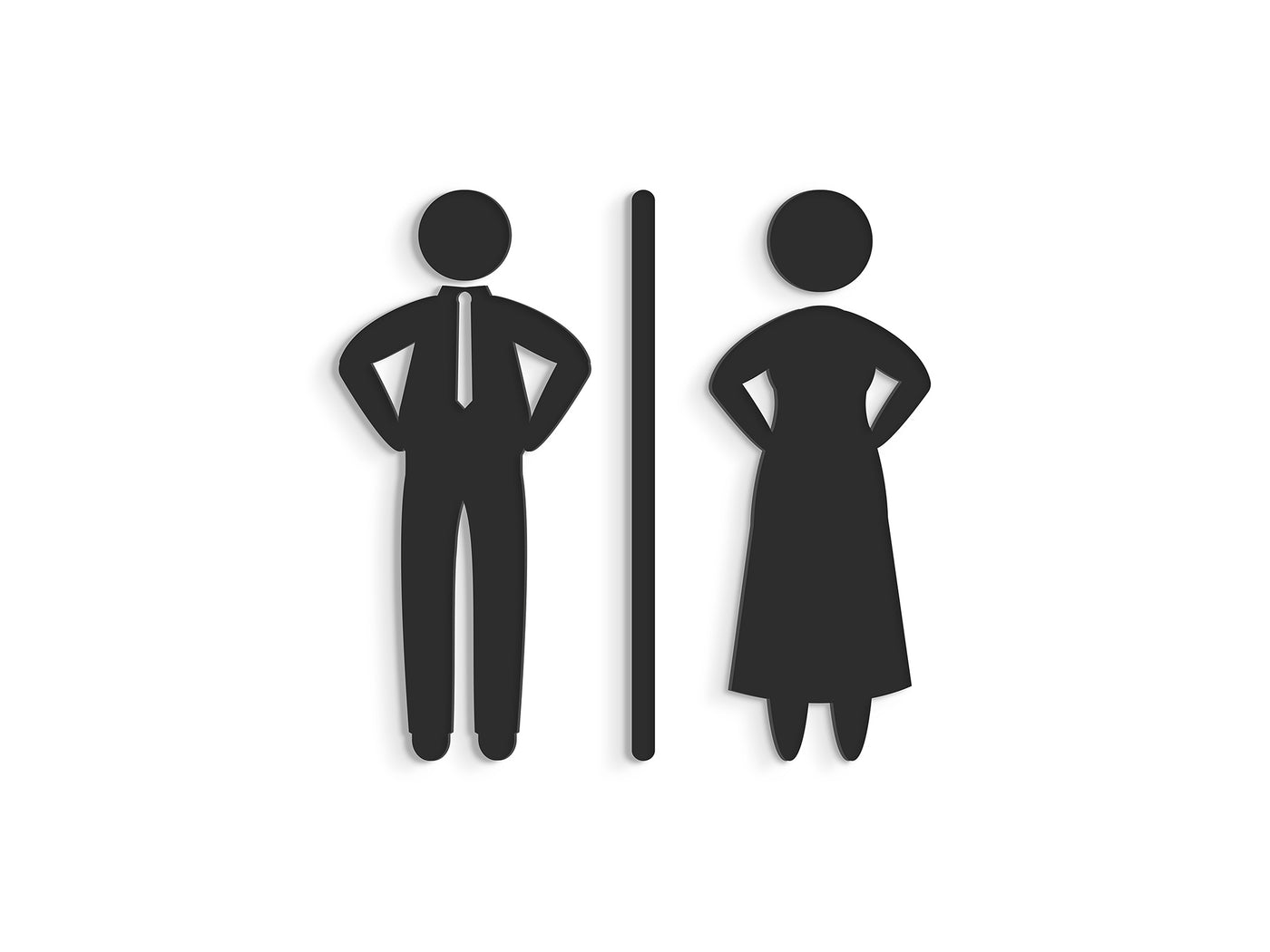 Formal, Set 2x - Embossed Adhesive Symbols, Signage for Toilets -  Man, Woman restroom