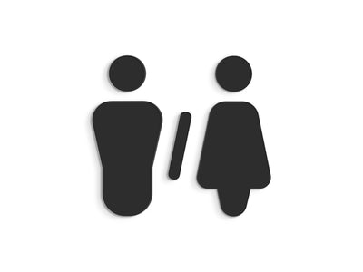 Industrial, Set 2x - Embossed Adhesive Symbols, Signage for Toilets -  Man, Woman restroom